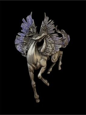JJ Pegasus Pewter horse Brooch 1980’s Vintage